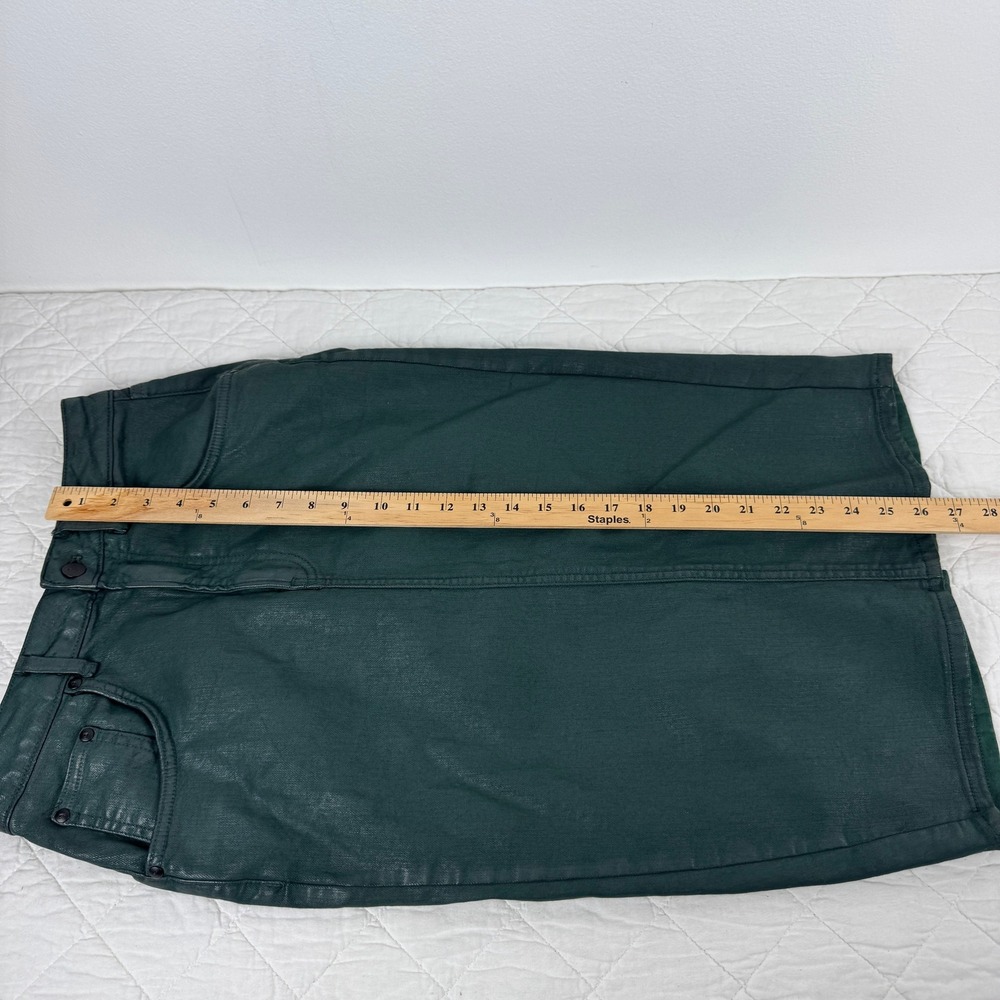 Pilcro Anthropologie Coated Denim Pencil Skirt Green Metallic High‎ Rise Size 4 - Picture 7 of 11